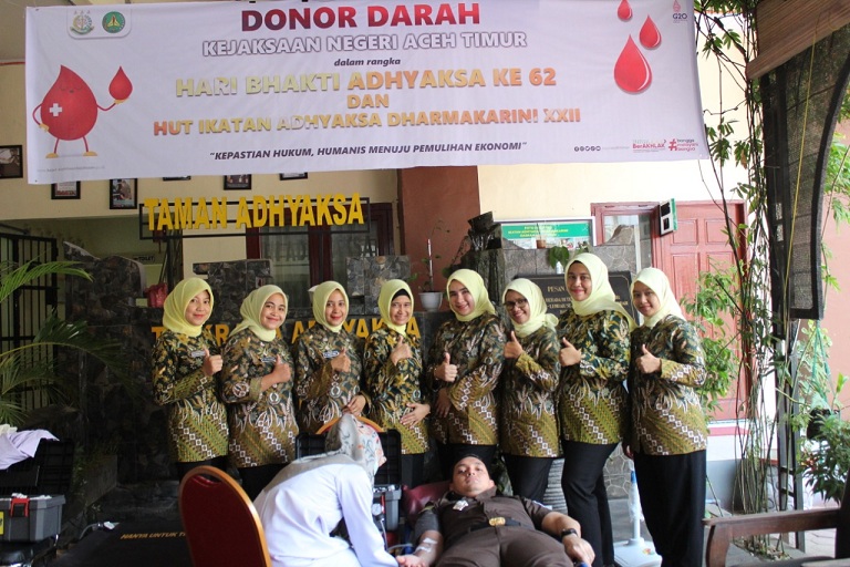 Sambut Hari Bhakti Adhyaksa ke-62, Kejari Aceh Timur Gelar Donor Darah
