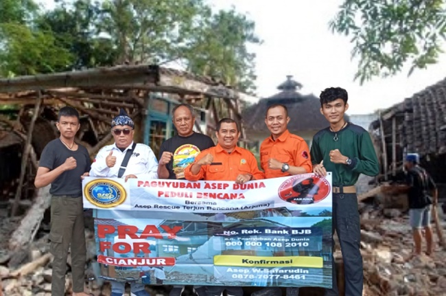 Paguyuban Asep Dunia Salurkan Bantuan Untuk Korban Gempa di Cianjur